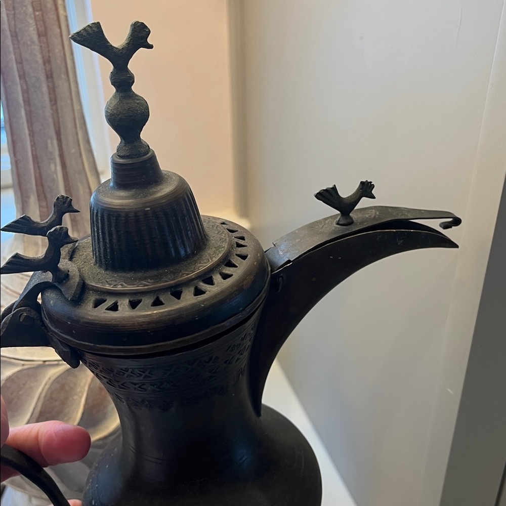 Antique Brass Dallah Coffee Pot - Dark Bronze Finish - Picture 2 of 7